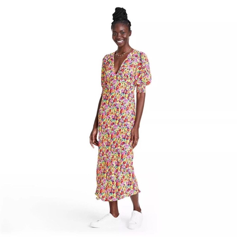 RIXO Multicolor Floral Maxi Dress - Pink, Yellow, Green Size 14
